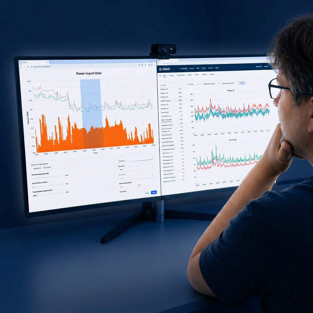 Analyst reviewing eWatt power data dashboard